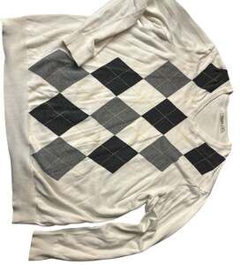 Geoffrey Beene Argyle Crew Neck Sweater Mens XL Ivory